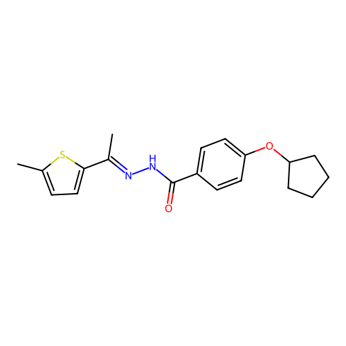 4-(cyclopentyloxy)-N'-[1-(5-methyl-2-thienyl)ethylidene]benzohydrazide structure