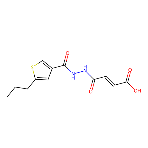 4-Oxo-4-{2-[(5-propyl-3-thienyl)carbonyl]hydrazino}-2-butenoic acid structure