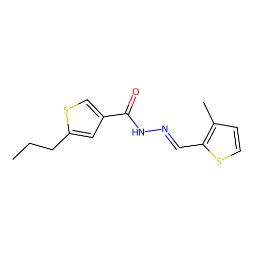 N'-[(3-methyl-2-thienyl)methylene]-5-propyl-3-thiophenecarbohydrazide structure