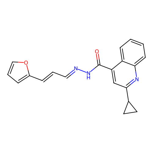 2-cyclopropyl-N'-[3-(2-furyl)-2-propenylidene]-4-quinolinecarbohydrazide structure