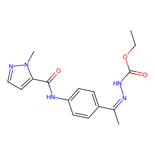 ethyl N-[(Z)-1-[4-[(2-methylpyrazole-3-carbonyl)amino]phenyl]ethylideneamino]carbamate structure