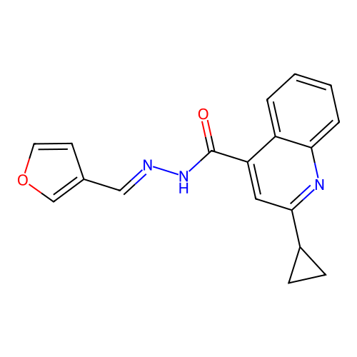 2-cyclopropyl-N'-(3-furylmethylene)quinoline-4-carbohydrazide structure