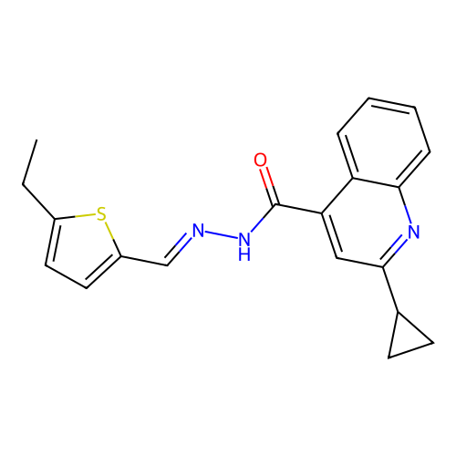2-cyclopropyl-N'-[(5-ethyl-2-thienyl)methylene]-4-quinolinecarbohydrazide structure