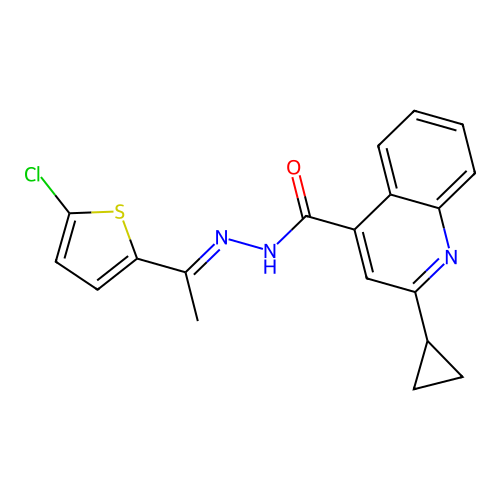 N'-[1-(5-chloro-2-thienyl)ethylidene]-2-cyclopropyl-4-quinolinecarbohydrazide structure
