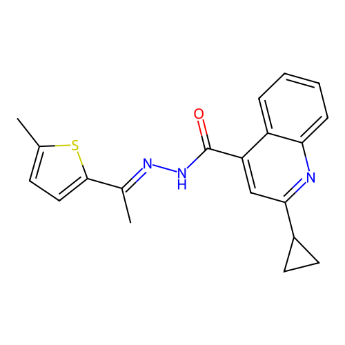 2-cyclopropyl-N'-[1-(5-methyl-2-thienyl)ethylidene]-4-quinolinecarbohydrazide structure