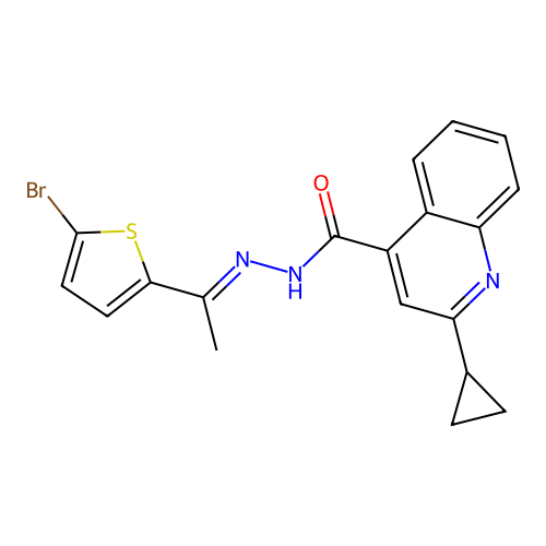 N'-[1-(5-bromo-2-thienyl)ethylidene]-2-cyclopropyl-4-quinolinecarbohydrazide structure