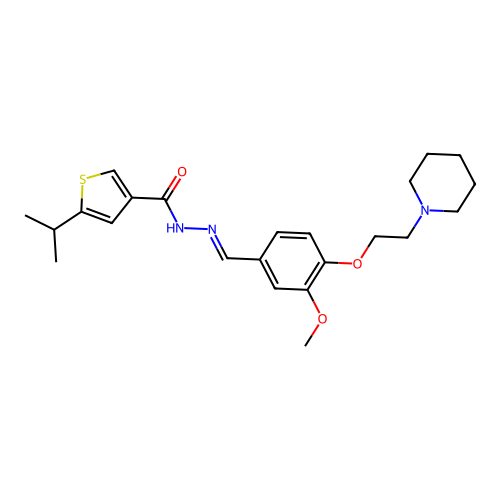 N'-[(E)-{3-methoxy-4-[2-(piperidin-1-yl)ethoxy]phenyl}methylidene]-5-(propan-2-yl)thiophene-3-carbohydrazide structure