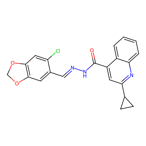 N'-[(6-chloro-1,3-benzodioxol-5-yl)methylene]-2-cyclopropyl-4-quinolinecarbohydrazide structure