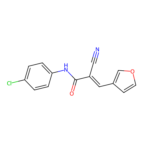 N-(4-chlorophenyl)-2-cyano-3-(furan-3-yl)prop-2-enamide structure
