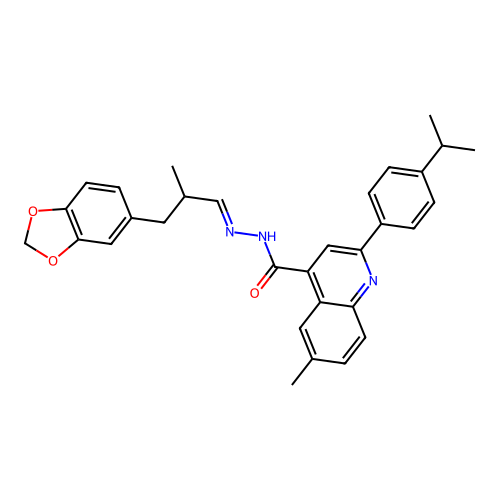 N'-[(1E)-3-(1,3-benzodioxol-5-yl)-2-methylpropylidene]-6-methyl-2-[4-(propan-2-yl)phenyl]quinoline-4-carbohydrazide structure