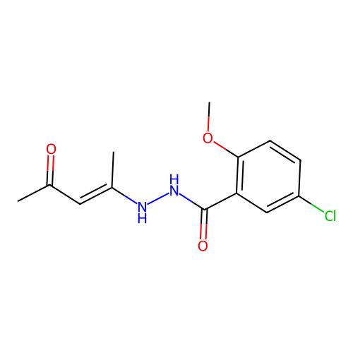 5-chloro-2-methoxy-N'-[(E)-4-oxopent-2-en-2-yl]benzohydrazide structure