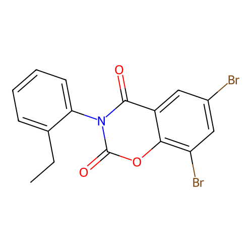 6,8-dibromo-3-(2-ethylphenyl)-2H-1,3-benzoxazine-2,4(3H)-dione structure