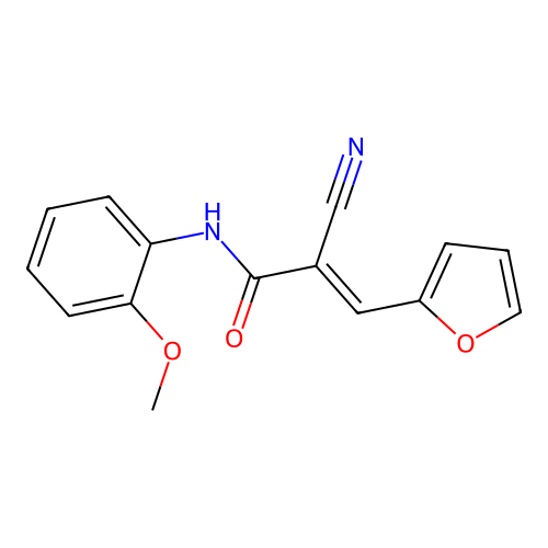 2-cyano-3-(furan-2-yl)-N-(2-methoxyphenyl)prop-2-enamide structure