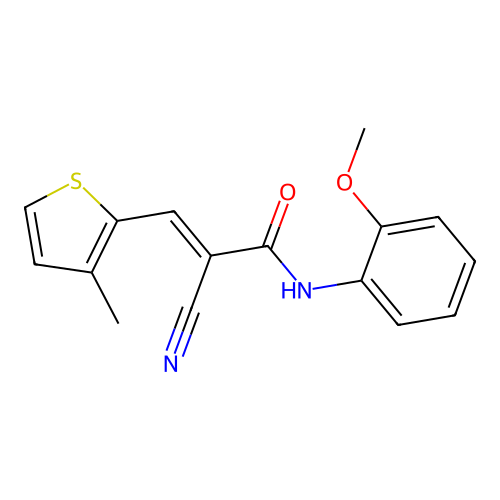 2-cyano-N-(2-methoxyphenyl)-3-(3-methylthiophen-2-yl)prop-2-enamide structure