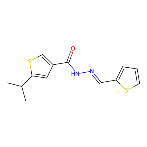 5-(propan-2-yl)-N'-[(E)-thiophen-2-ylmethylidene]thiophene-3-carbohydrazide structure