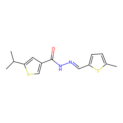 N'-[(E)-(5-methylthiophen-2-yl)methylidene]-5-(propan-2-yl)thiophene-3-carbohydrazide structure
