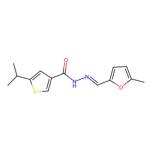 N'-[(E)-(5-methylfuran-2-yl)methylidene]-5-(propan-2-yl)thiophene-3-carbohydrazide structure