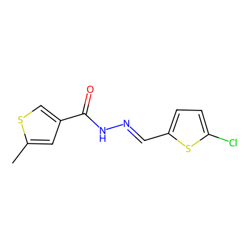 N'-[(E)-(5-chlorothiophen-2-yl)methylidene]-5-methylthiophene-3-carbohydrazide structure