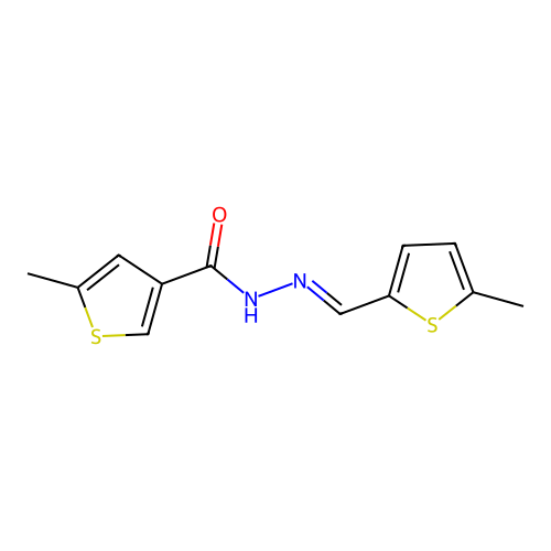 5-methyl-N'-[(5-methyl-2-thienyl)methylene]-3-thiophenecarbohydrazide structure