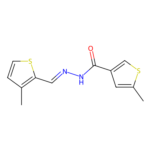 5-methyl-N'-[(3-methyl-2-thienyl)methylene]-3-thiophenecarbohydrazide structure
