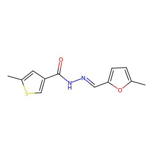 5-methyl-N'-[(5-methyl-2-furyl)methylene]-3-thiophenecarbohydrazide structure