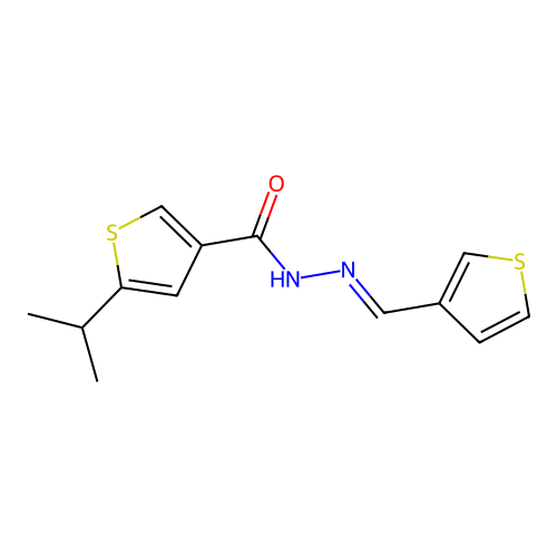 5-(propan-2-yl)-N'-[(E)-thiophen-3-ylmethylidene]thiophene-3-carbohydrazide structure