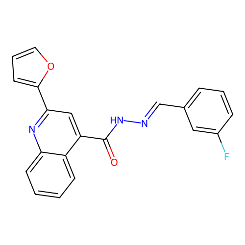N'-(3-fluorobenzylidene)-2-(2-furyl)-4-quinolinecarbohydrazide structure