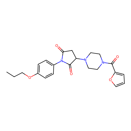 3-[4-(Furan-2-carbonyl)piperazin-1-yl]-1-(4-propoxyphenyl)pyrrolidine-2,5-dione structure