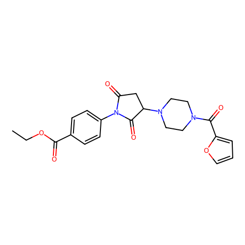 ethyl 4-{3-[4-(furan-2-ylcarbonyl)piperazin-1-yl]-2,5-dioxopyrrolidin-1-yl}benzoate structure