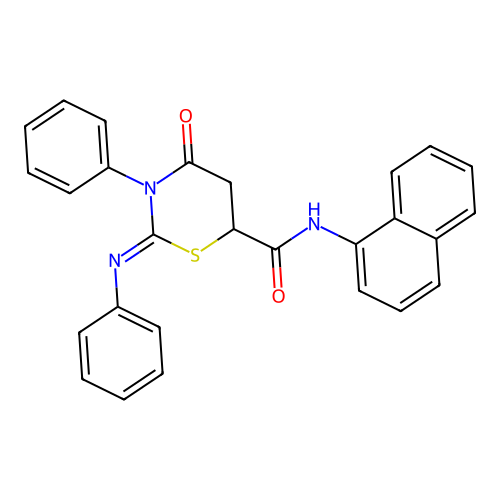 (2Z)-N-(naphthalen-1-yl)-4-oxo-3-phenyl-2-(phenylimino)-1,3-thiazinane-6-carboxamide structure