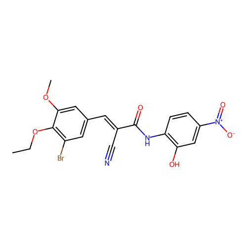 (E)-3-(3-bromo-4-ethoxy-5-methoxyphenyl)-2-cyano-N-(2-hydroxy-4-nitrophenyl)prop-2-enamide structure