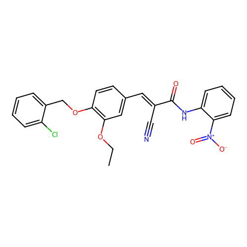 (E)-3-[4-[(2-chlorophenyl)methoxy]-3-ethoxyphenyl]-2-cyano-N-(2-nitrophenyl)prop-2-enamide structure