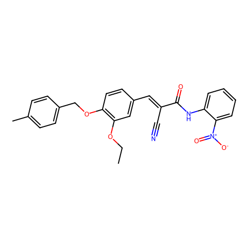 (E)-2-cyano-3-[3-ethoxy-4-[(4-methylphenyl)methoxy]phenyl]-N-(2-nitrophenyl)prop-2-enamide structure