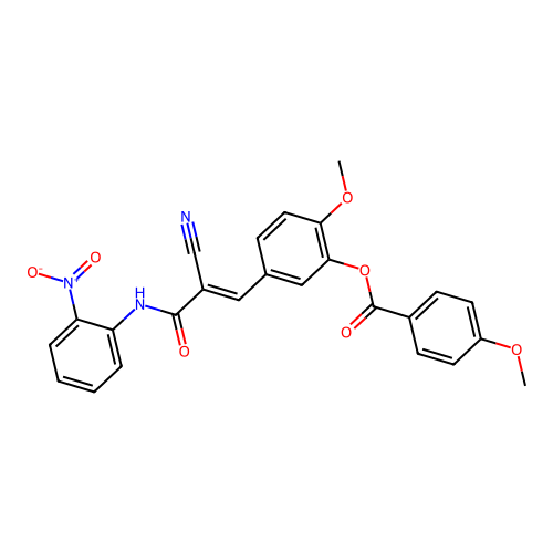 [5-[(E)-2-cyano-3-(2-nitroanilino)-3-oxoprop-1-enyl]-2-methoxyphenyl] 4-methoxybenzoate structure