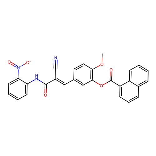 [5-[(E)-2-cyano-3-(2-nitroanilino)-3-oxoprop-1-enyl]-2-methoxyphenyl] naphthalene-1-carboxylate structure