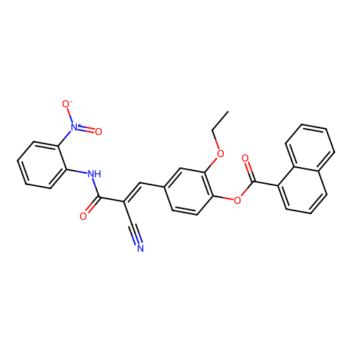 [4-[(E)-2-cyano-3-(2-nitroanilino)-3-oxoprop-1-enyl]-2-ethoxyphenyl] naphthalene-1-carboxylate structure
