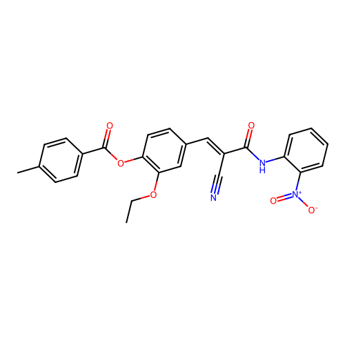 [4-[(E)-2-cyano-3-(2-nitroanilino)-3-oxoprop-1-enyl]-2-ethoxyphenyl] 4-methylbenzoate structure