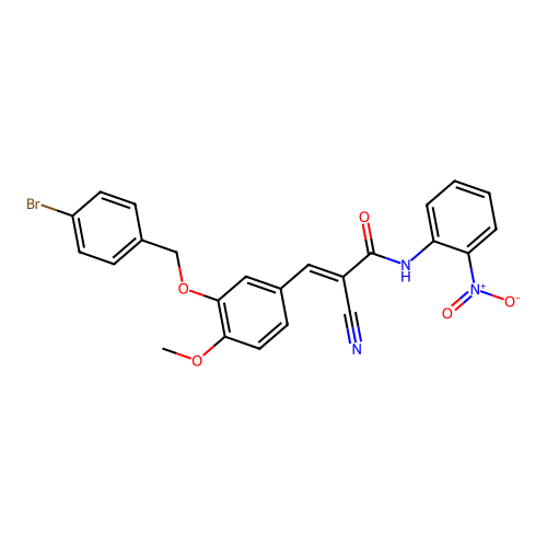 3-[3-[(4-bromophenyl)methoxy]-4-methoxy-phenyl]-2-cyano-N-(2-nitrophenyl)prop-2-enamide structure