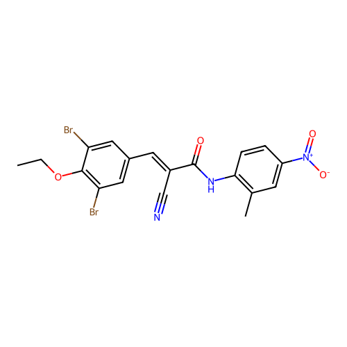 (E)-2-cyano-3-(3,5-dibromo-4-ethoxyphenyl)-N-(2-methyl-4-nitrophenyl)prop-2-enamide structure