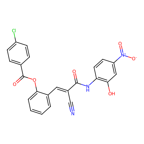 [2-[(E)-2-cyano-3-(2-hydroxy-4-nitroanilino)-3-oxoprop-1-enyl]phenyl] 4-chlorobenzoate structure