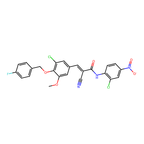 (E)-3-[3-chloro-4-[(4-fluorophenyl)methoxy]-5-methoxyphenyl]-N-(2-chloro-4-nitrophenyl)-2-cyanoprop-2-enamide structure