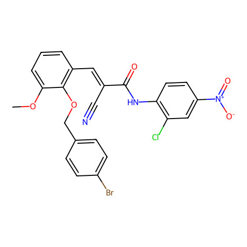 3-{2-[(4-bromophenyl)methoxy]-3-methoxyphenyl}-N-(2-chloro-4-nitrophenyl)-2-cyanoprop-2-enamide structure