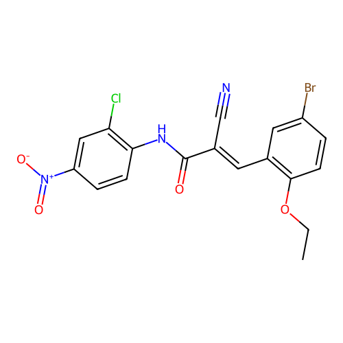 (E)-3-(5-bromo-2-ethoxyphenyl)-N-(2-chloro-4-nitrophenyl)-2-cyanoprop-2-enamide structure