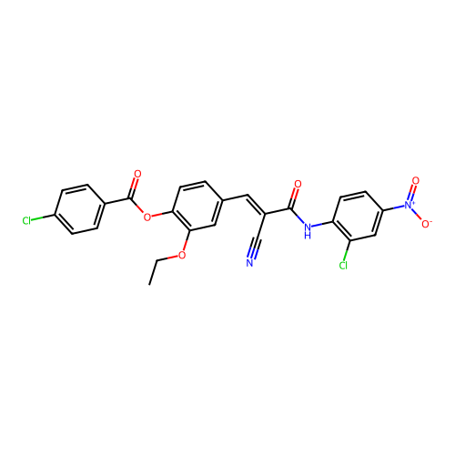 [4-[(E)-3-(2-chloro-4-nitroanilino)-2-cyano-3-oxoprop-1-enyl]-2-ethoxyphenyl] 4-chlorobenzoate structure