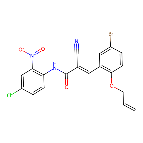 (E)-3-(5-bromo-2-prop-2-enoxyphenyl)-N-(4-chloro-2-nitrophenyl)-2-cyanoprop-2-enamide structure