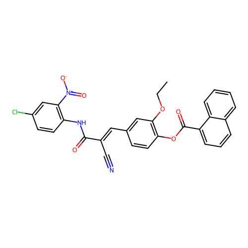 [4-[(E)-3-(4-chloro-2-nitroanilino)-2-cyano-3-oxoprop-1-enyl]-2-ethoxyphenyl] naphthalene-1-carboxylate structure