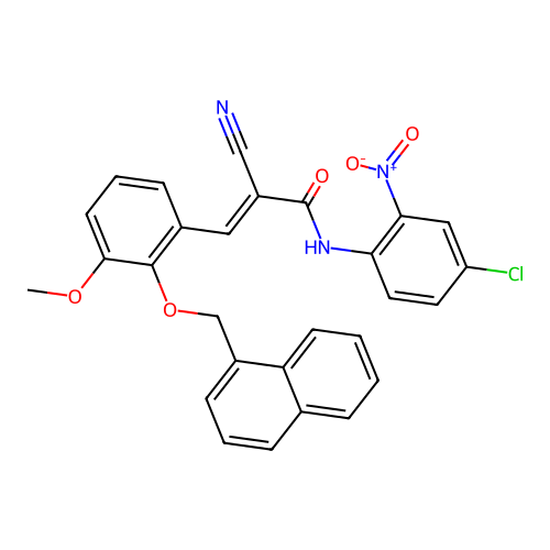 (E)-N-(4-chloro-2-nitrophenyl)-2-cyano-3-[3-methoxy-2-(naphthalen-1-ylmethoxy)phenyl]prop-2-enamide structure