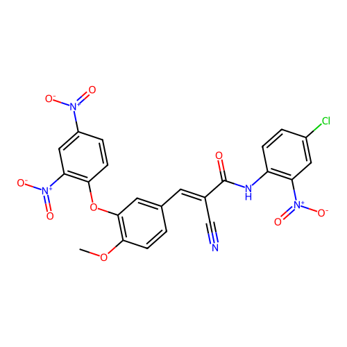 (E)-N-(4-chloro-2-nitrophenyl)-2-cyano-3-[3-(2,4-dinitrophenoxy)-4-methoxyphenyl]prop-2-enamide structure