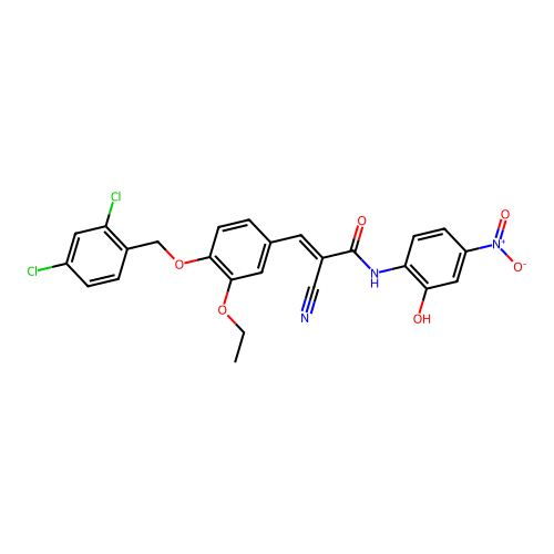 (E)-2-cyano-3-[4-[(2,4-dichlorophenyl)methoxy]-3-ethoxyphenyl]-N-(2-hydroxy-4-nitrophenyl)prop-2-enamide structure