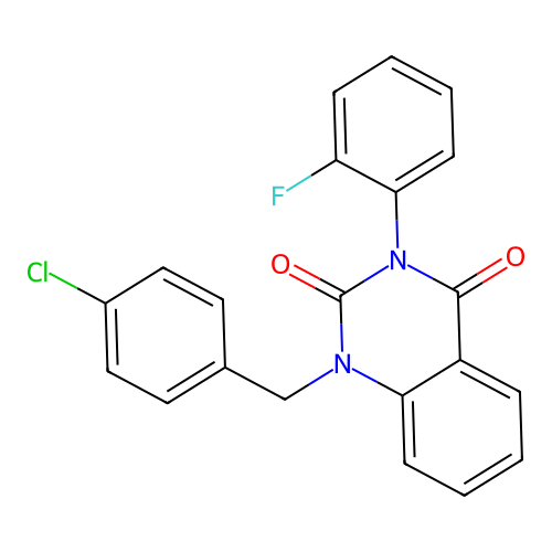 1-(4-chlorobenzyl)-3-(2-fluorophenyl)quinazoline-2,4(1H,3H)-dione structure